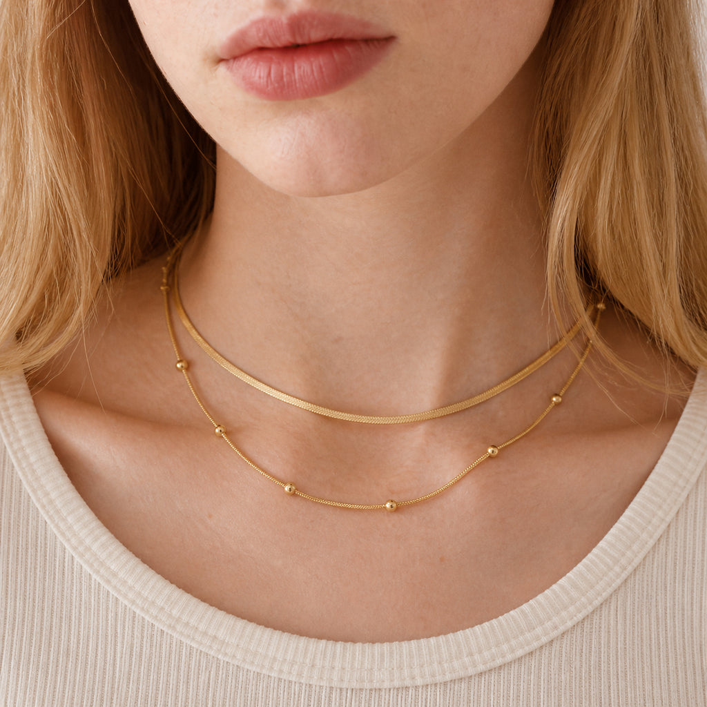 Beaded Snake Chain Necklace worn by model