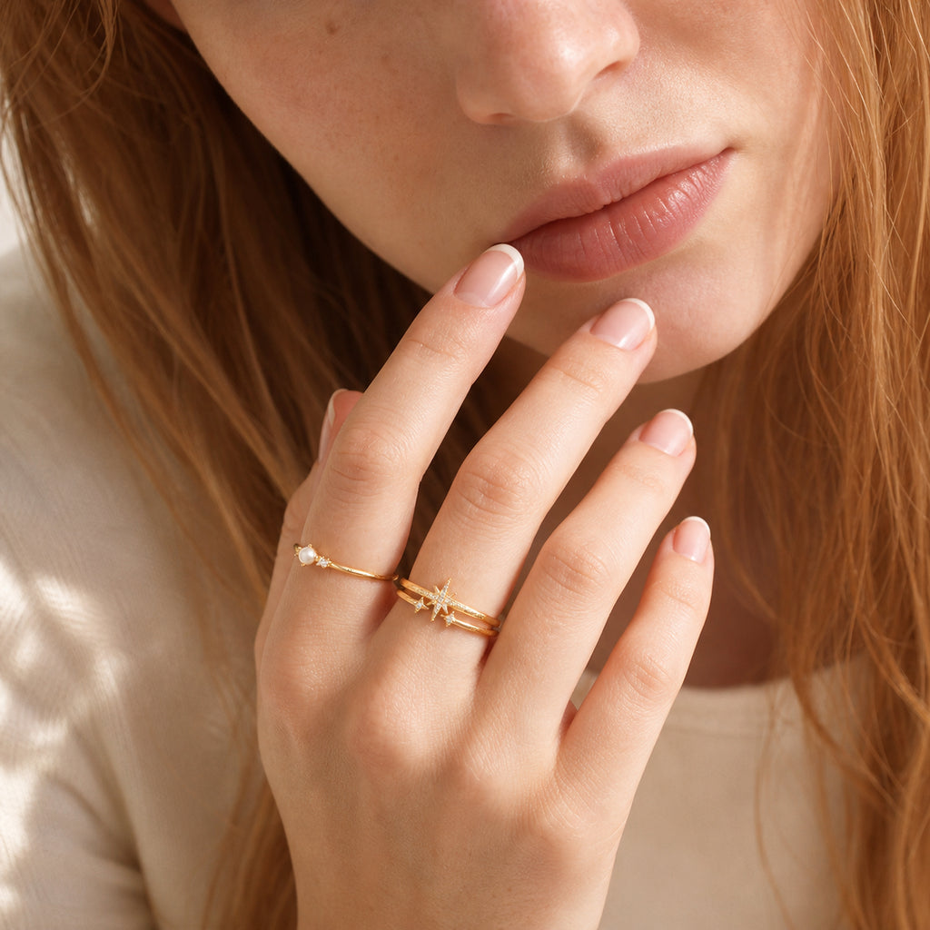 North Star Ring Set worn by model