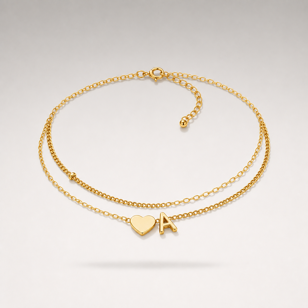 Heart Initial Layered Bracelet product image