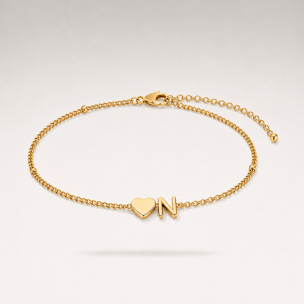 Heart Initial Layered Bracelet