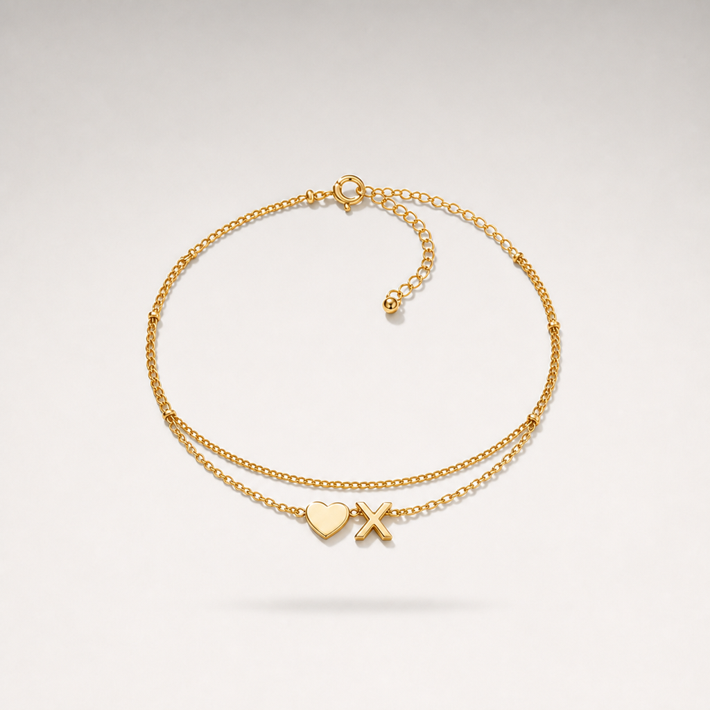 Heart Initial Layered Bracelet
