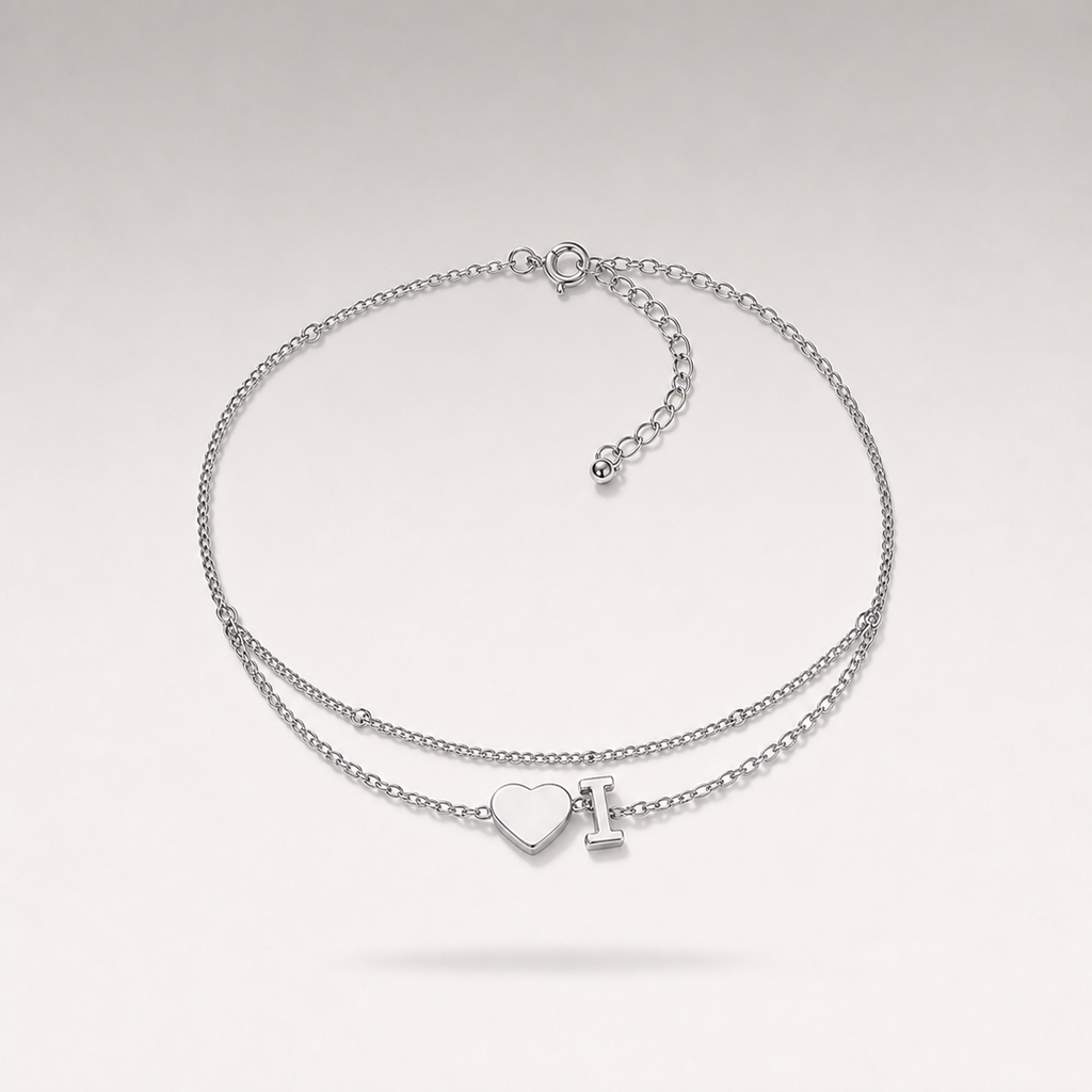 Heart Initial Layered Bracelet