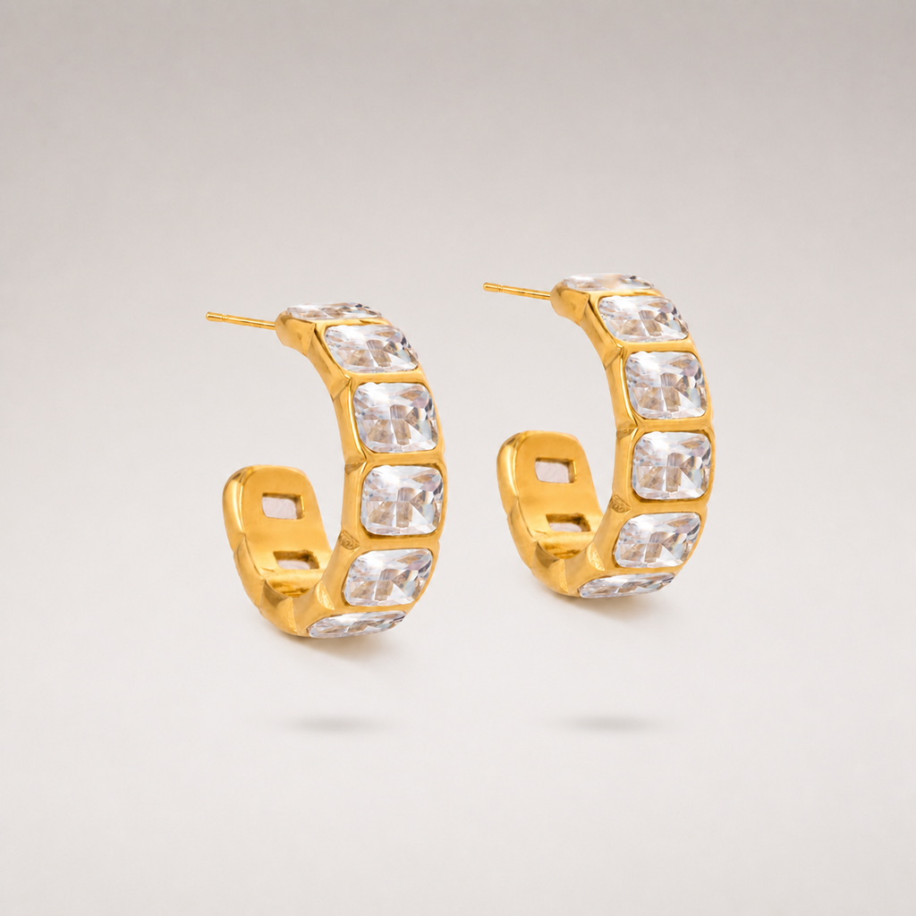 Gold Crystal Stud Earrings