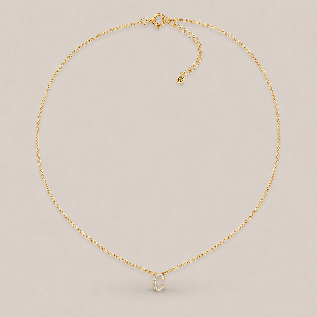 Crystal Initial Necklace