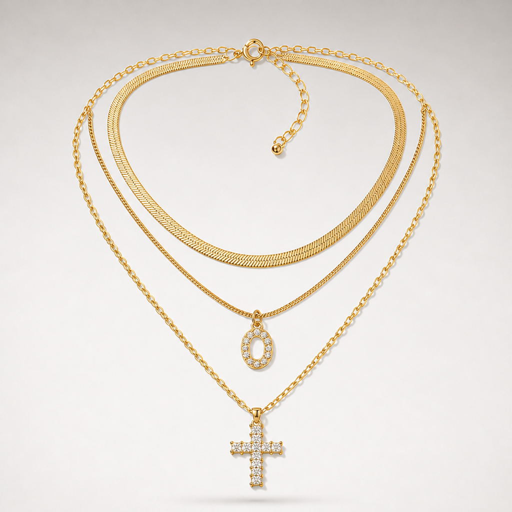 Initial & Cross Layered Necklace