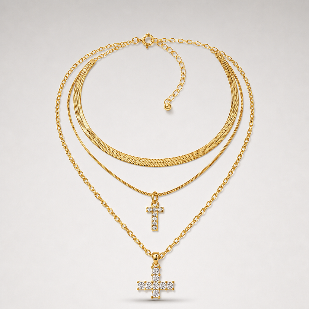Initial & Cross Layered Necklace