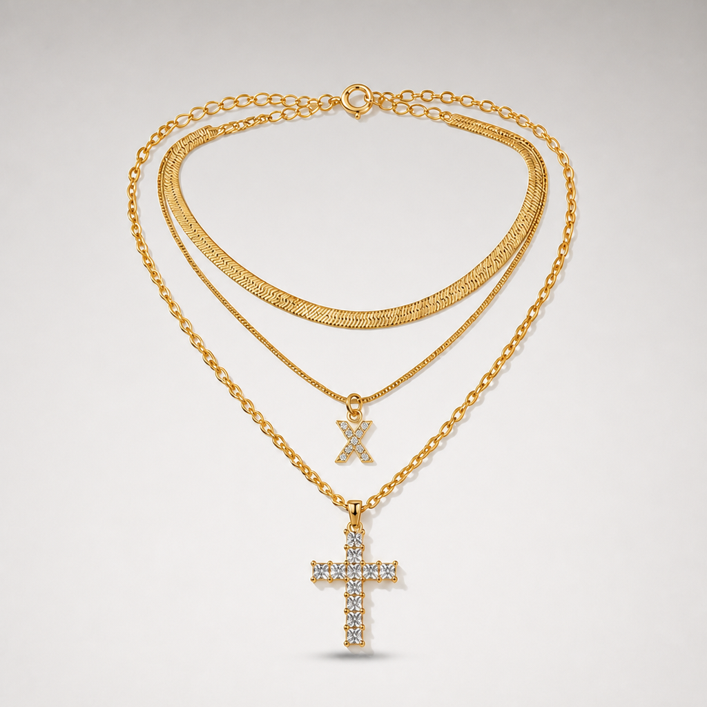 Initial & Cross Layered Necklace