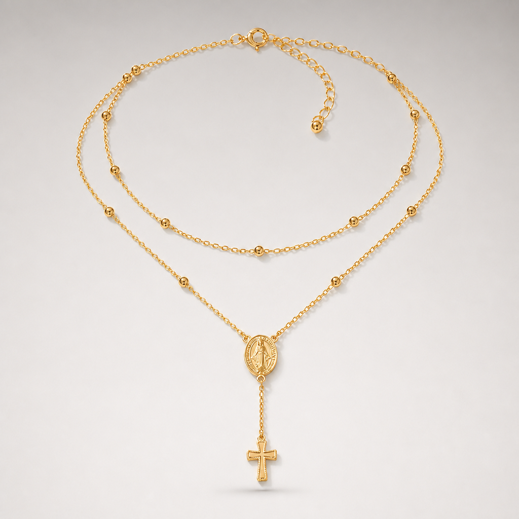 Virgin Mary & Cross Necklace product image